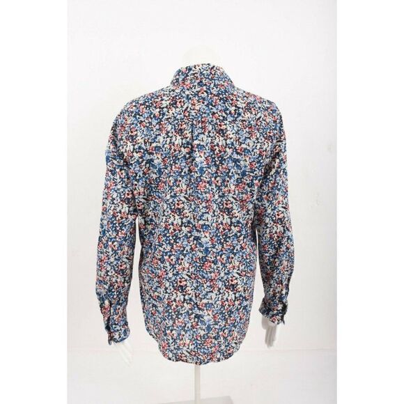 J.Crew Womens Shirt Top Blouse Popover Size M Navy Blue Floral 1/2 Button Front - Picture 4 of 6